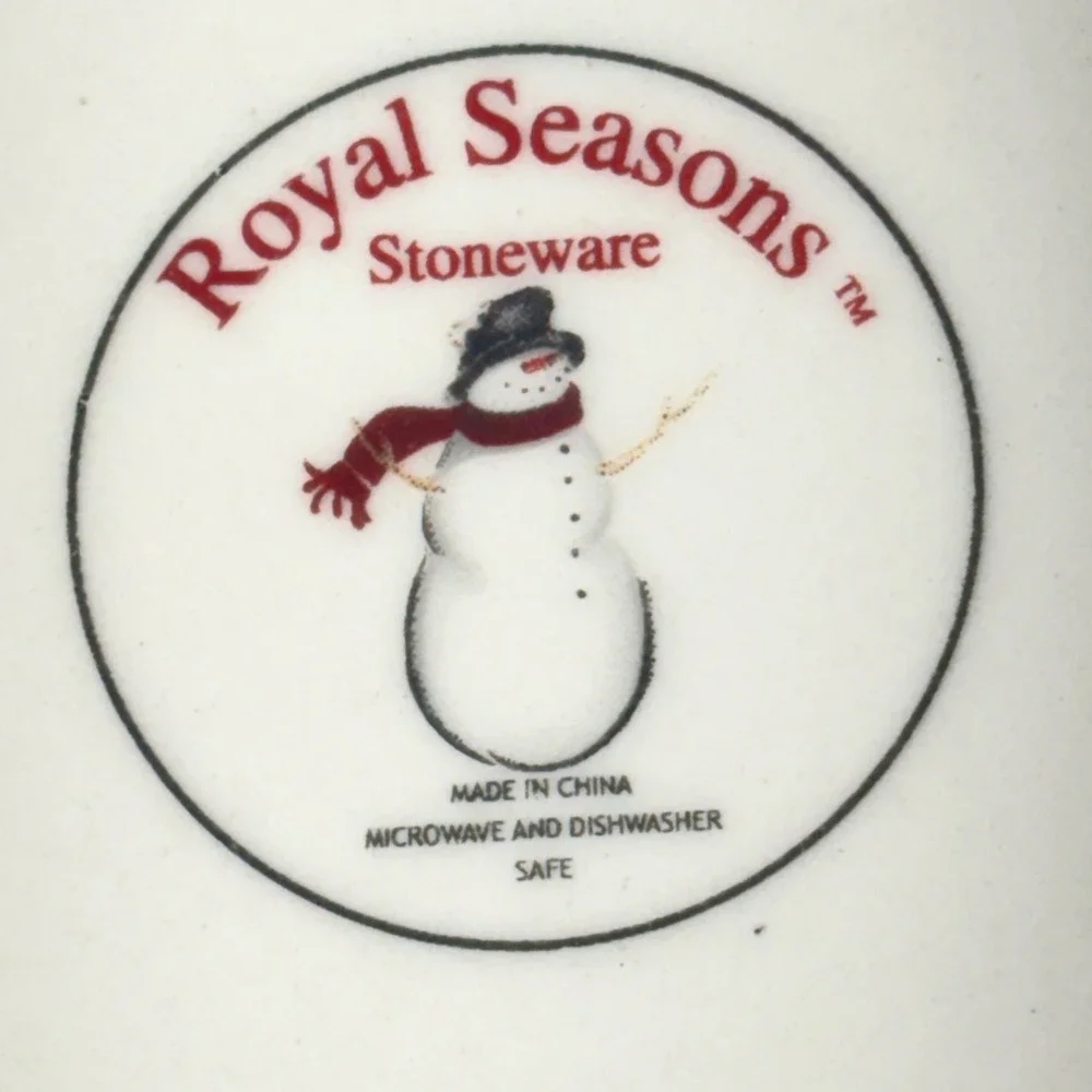 Lot of 4 Royal Seasons Stoneware Round Cereal Bowls 2 Snowmen & Snowflake Design